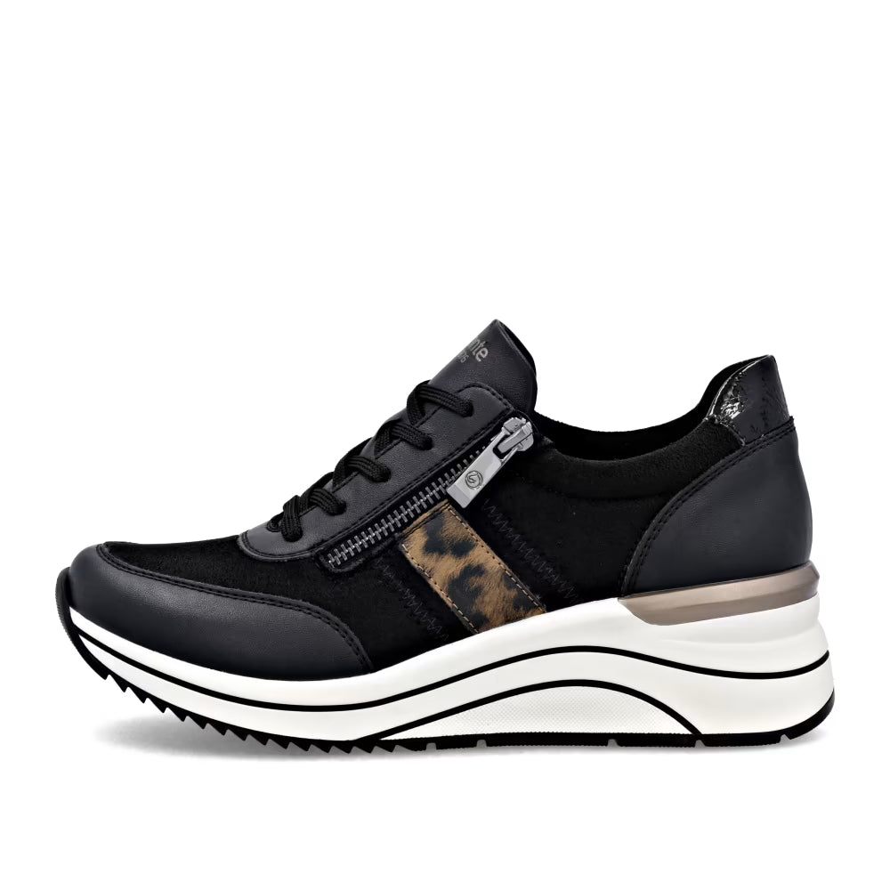 Remonte D0T09-04 Black Combi H Fit Sneakers with Zip
