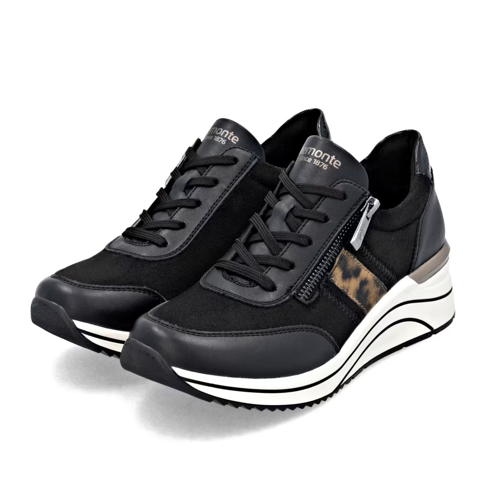 Remonte D0T09-04 Black Combi H Fit Sneakers with Zip
