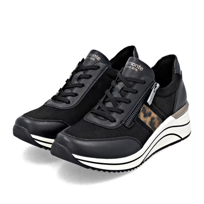 Remonte D0T09-04 Black Combi H Fit Sneakers with Zip