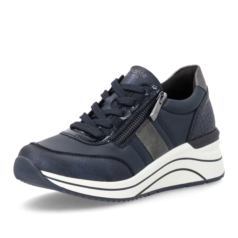 Remonte D0T09-14 Navy Combi H Fit Sneakers with Zip