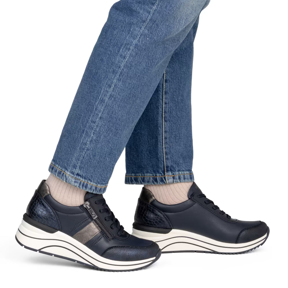Remonte D0T09-14 Navy Combi H Fit Sneakers with Zip