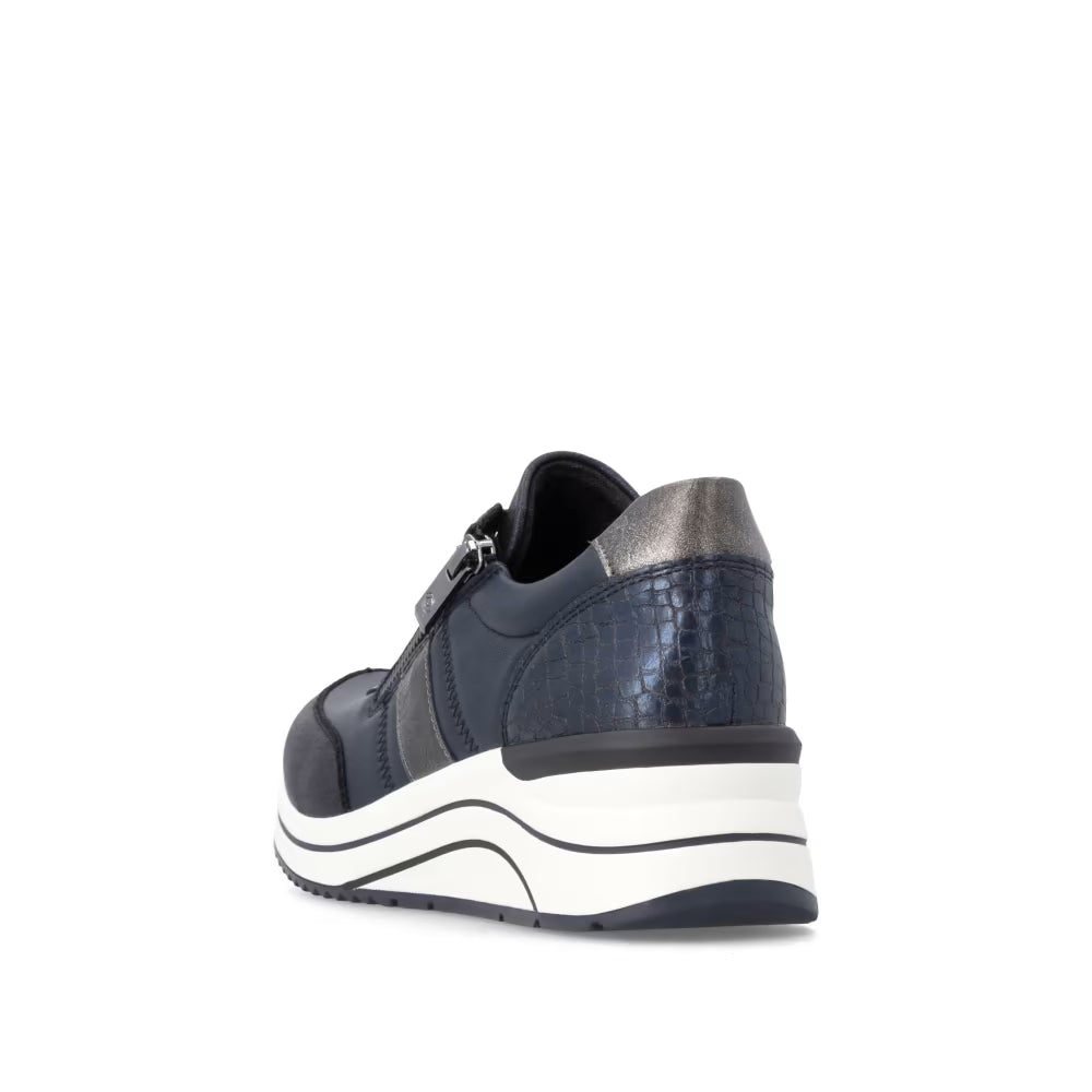 Remonte D0T09-14 Navy Combi H Fit Sneakers with Zip