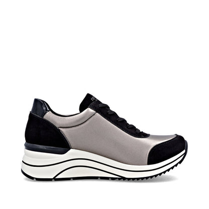 Remonte D0T09-90 Black & Metallic H Fit Sneakers with Zip