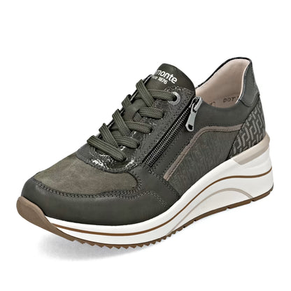 Remonte D0T16-54 H Fit Forest Green Sneakers with Zip