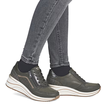 Remonte D0T16-54 H Fit Forest Green Sneakers with Zip