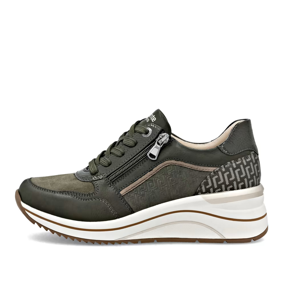 Remonte D0T16-54 H Fit Forest Green Sneakers with Zip
