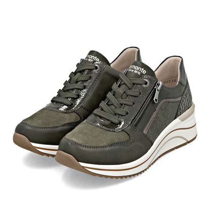 Remonte D0T16-54 H Fit Forest Green Sneakers with Zip