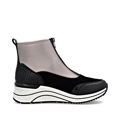 Remonte D0T78-03 Black & Silver H Fit Front Zip Boots