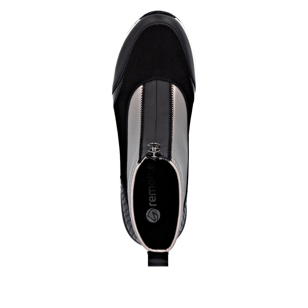 Remonte D0T78-03 Black & Silver H Fit Front Zip Boots