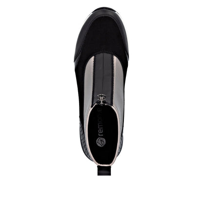 Remonte D0T78-03 Black & Silver H Fit Front Zip Boots