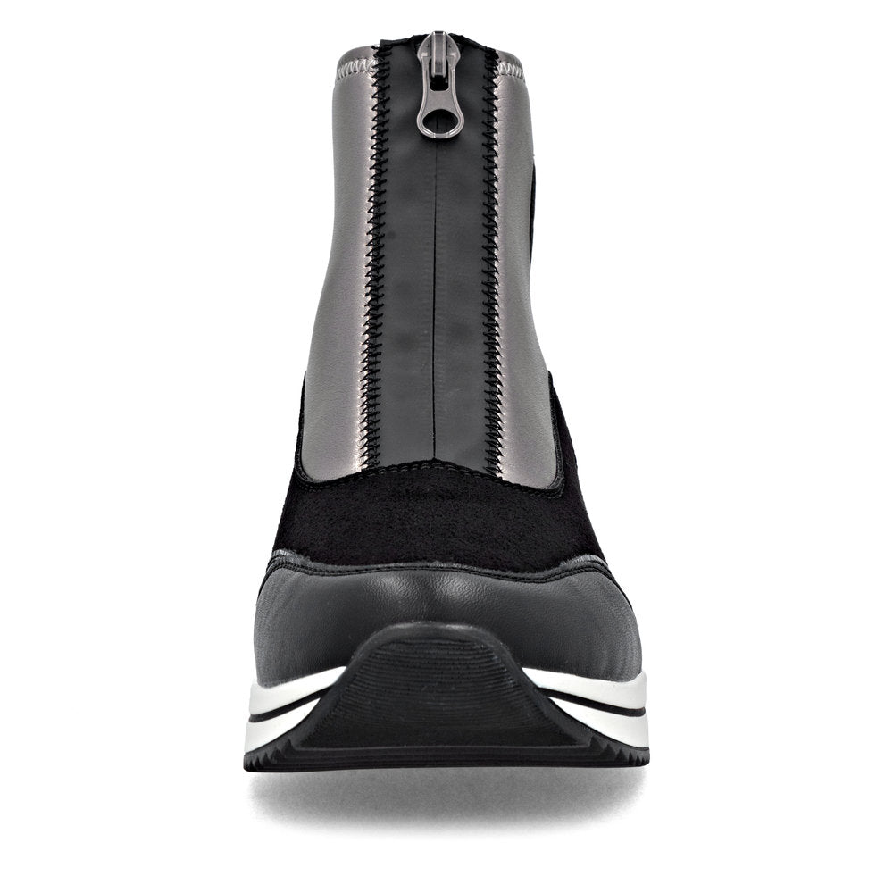 Remonte D0T78-03 Black & Silver H Fit Front Zip Boots
