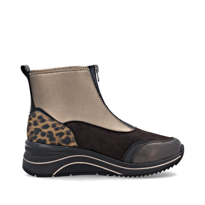 Remonte D0T78-90 Black & Bronze H Fit Front Zip Boots