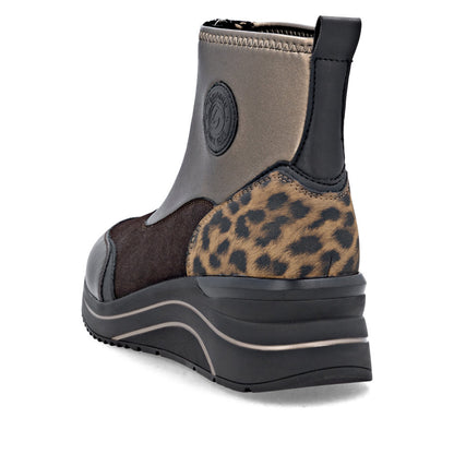 Remonte D0T78-90 Black & Bronze H Fit Front Zip Boots