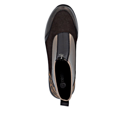 Remonte D0T78-90 Black & Bronze H Fit Front Zip Boots