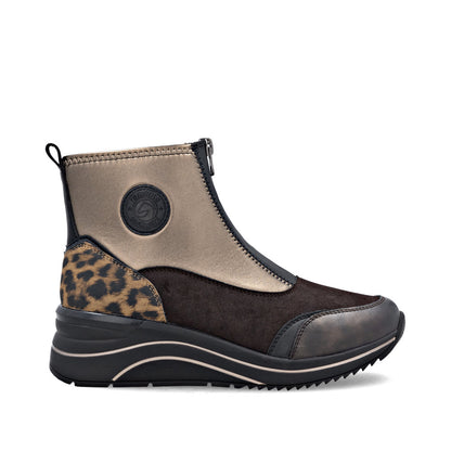 Remonte D0T78-90 Black & Bronze H Fit Front Zip Boots