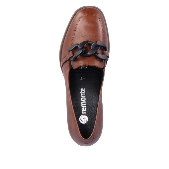 Remonte D0v00-22 Chestnut Brown Slip On Heels with Block Heel