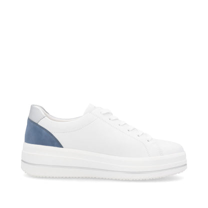 Remonte D1C01-84 White, Blue & Silver Combi Trainers with Zip