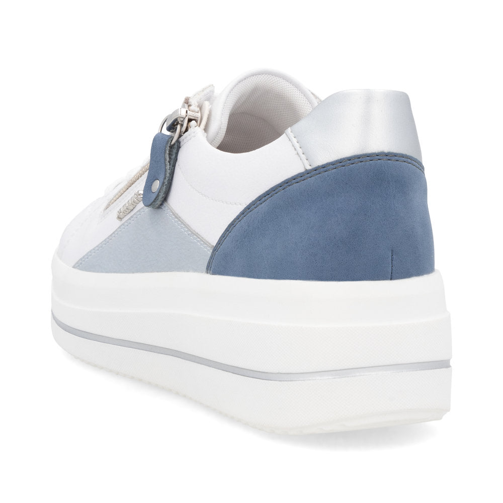 Remonte D1C01-84 White, Blue & Silver Combi Trainers with Zip