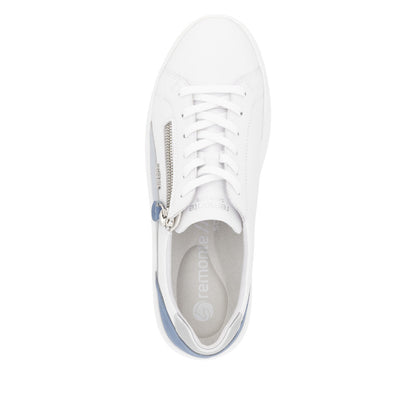 Remonte D1C01-84 White, Blue & Silver Combi Trainers with Zip