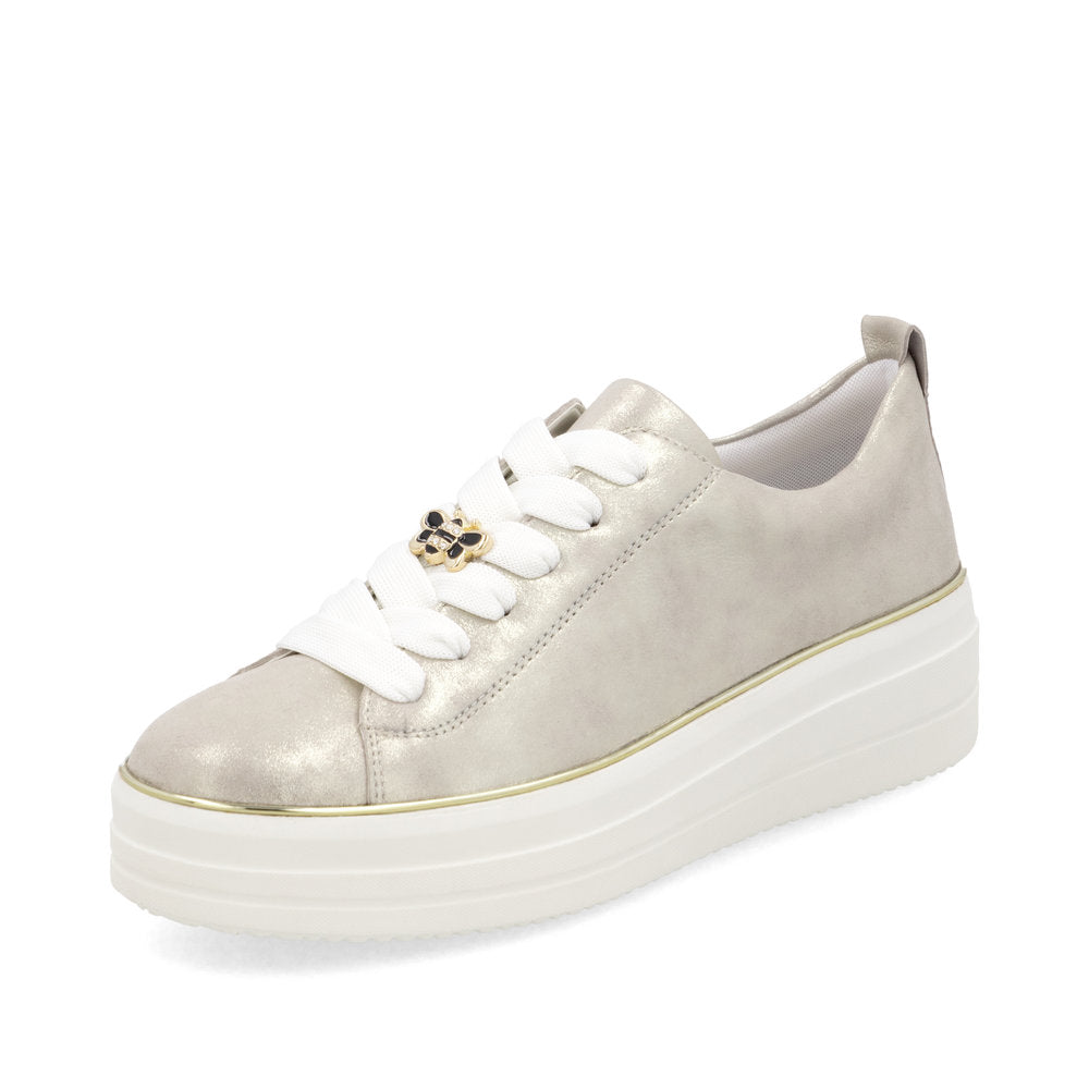 Remonte D1C03-60 Gold Lace Trainers with Bee Front Detail