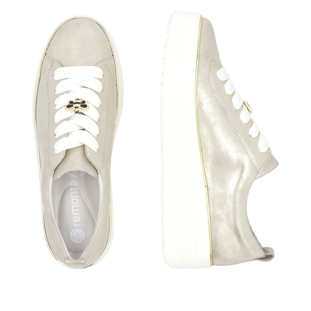 Remonte D1C03-60 Gold Lace Trainers with Bee Front Detail