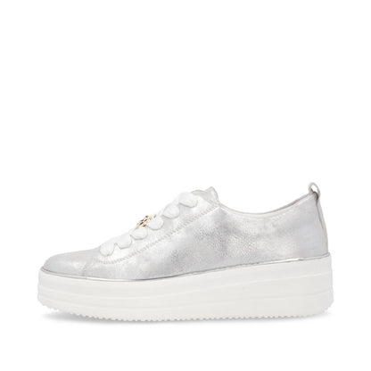 Remonte D1C03-81 Ice Silver Lace Trainers with Bee Front