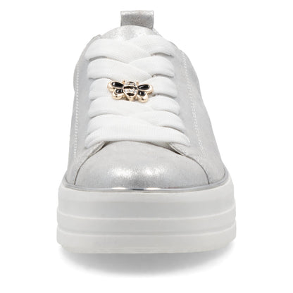 Remonte D1C03-81 Ice Silver Lace Trainers with Bee Front