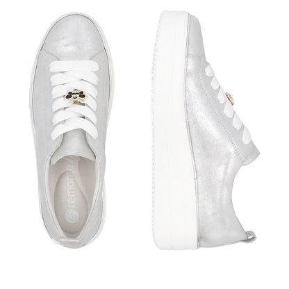 Remonte D1C03-81 Ice Silver Lace Trainers with Bee Front