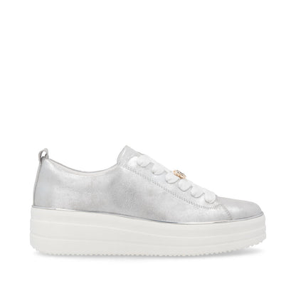 Remonte D1C03-81 Ice Silver Lace Trainers with Bee Front