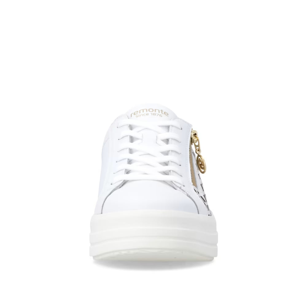 Remonte D1C11-80 White & Light Gold G Fit Trainers with Zip