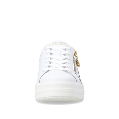 Remonte D1C11-80 White & Light Gold G Fit Trainers with Zip