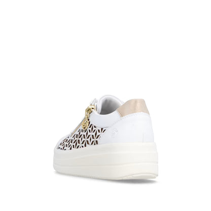 Remonte D1C11-80 White & Light Gold G Fit Trainers with Zip