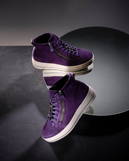 Remonte D1C70-30 Aubergine/Purple Boots with Zip & Lace