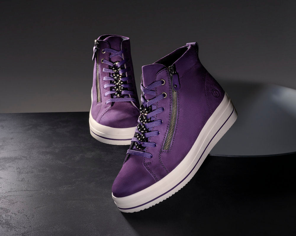 Remonte D1C70-30 Aubergine/Purple Boots with Zip & Lace