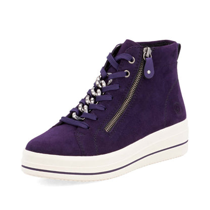 Remonte D1C70-30 Aubergine/Purple Boots with Zip & Lace