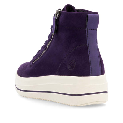 Remonte D1C70-30 Aubergine/Purple Boots with Zip & Lace