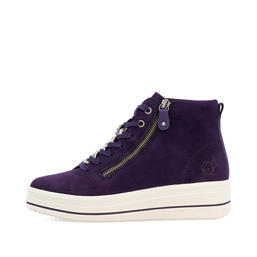 Remonte D1C70-30 Aubergine/Purple Boots with Zip & Lace