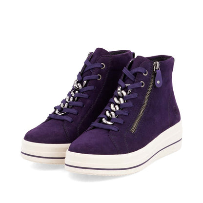 Remonte D1C70-30 Aubergine/Purple Boots with Zip & Lace