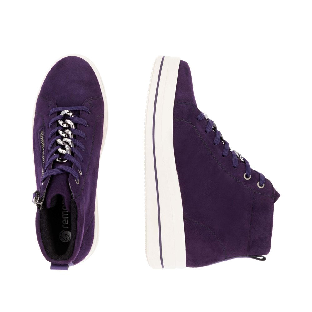 Remonte D1C70-30 Aubergine/Purple Boots with Zip & Lace