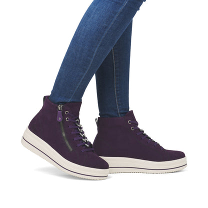 Remonte D1C70-30 Aubergine/Purple Boots with Zip & Lace