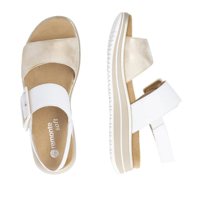 Remonte D1J53-80 White Combi Velcro Sandals with Slingback Strap