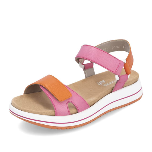 Remonte D1J57-31 Pink & Orange Combi Velcro Sandals