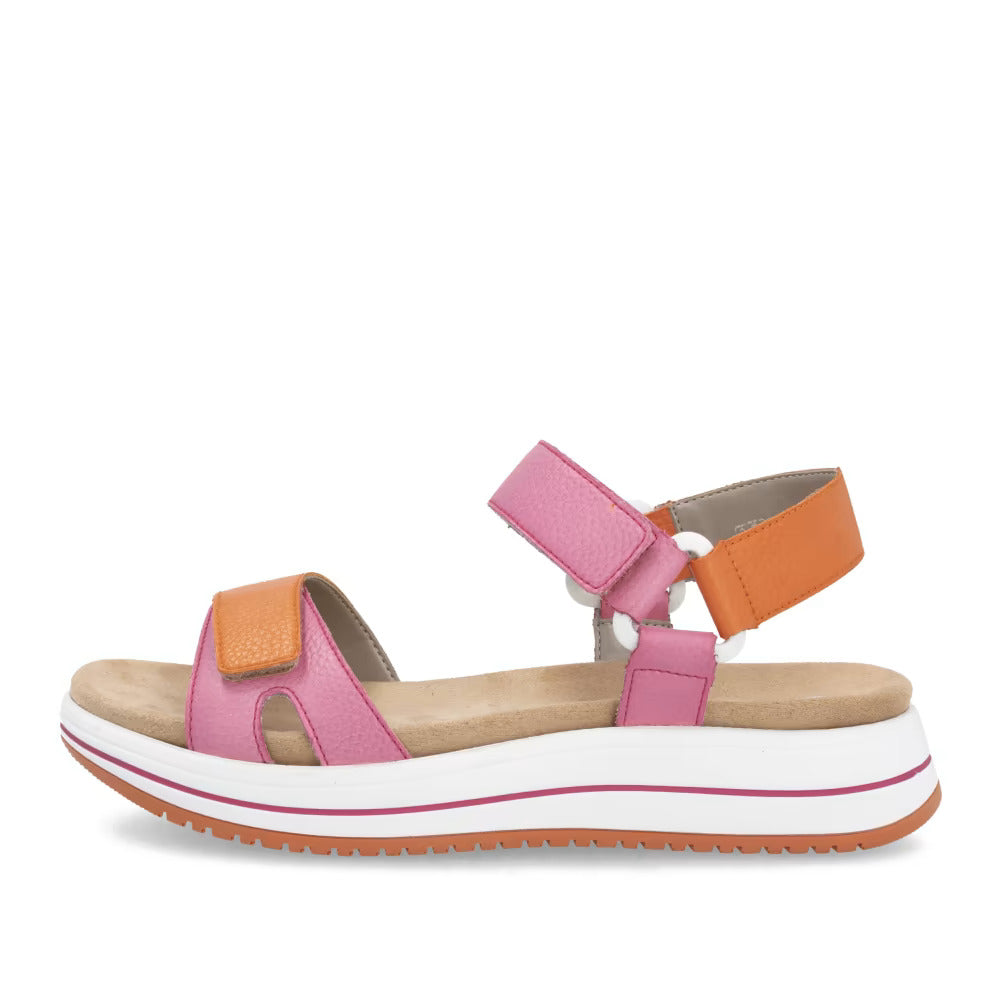 Remonte D1J57-31 Pink & Orange Combi Velcro Sandals