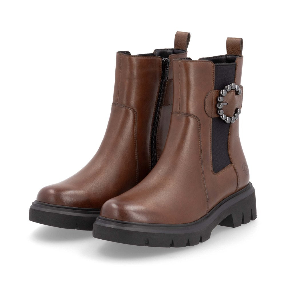 Remonte D1W74-22 Chestnut Brown Chelsea Style Boots with Side Buckle