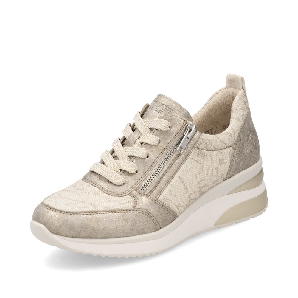 Remonte D2401-61 Pearl Beige Gold Metallic G Fit Trainers