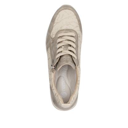 Remonte D2401-61 Pearl Beige Gold Metallic G Fit Trainers