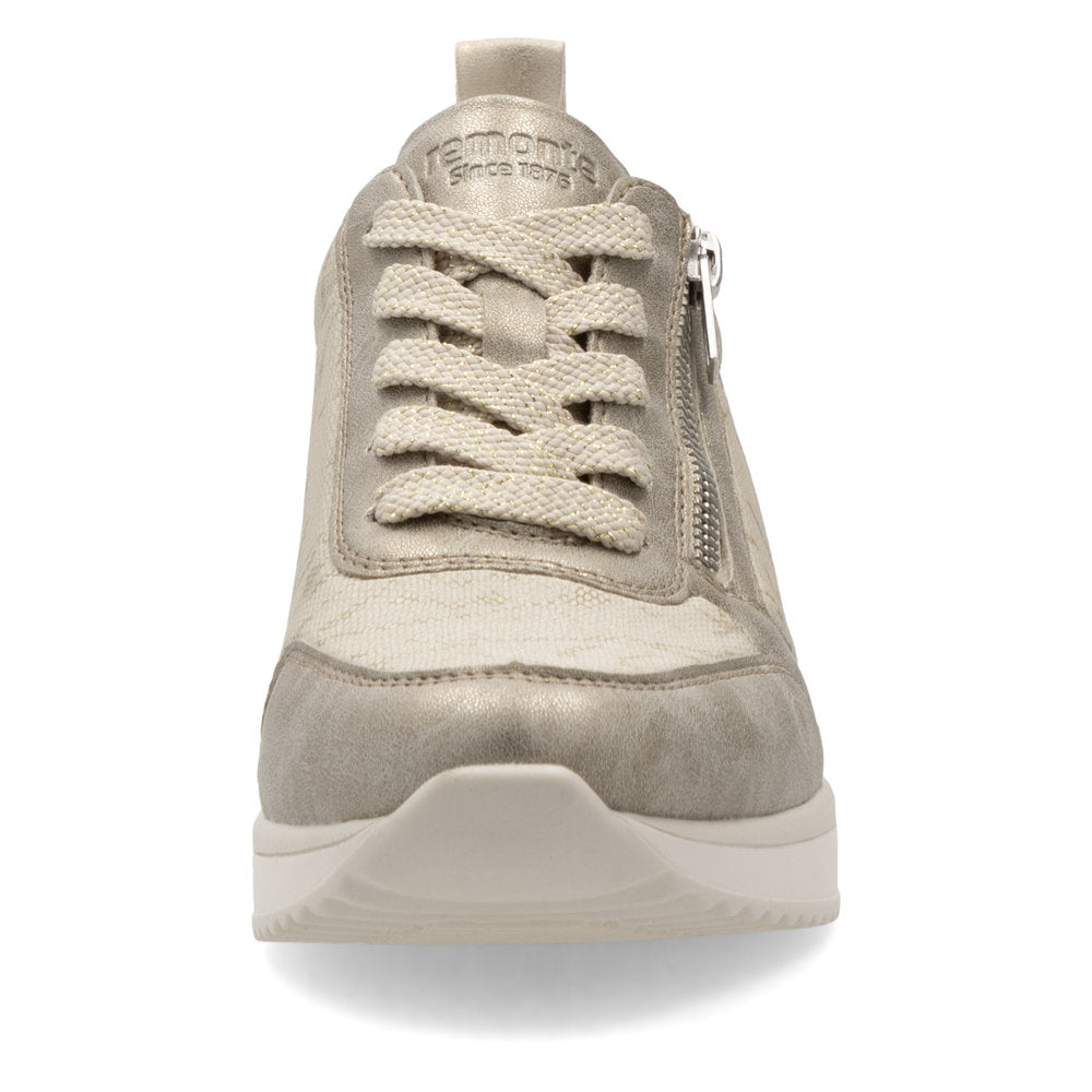 Remonte D2401-61 Pearl Beige Gold Metallic G Fit Trainers