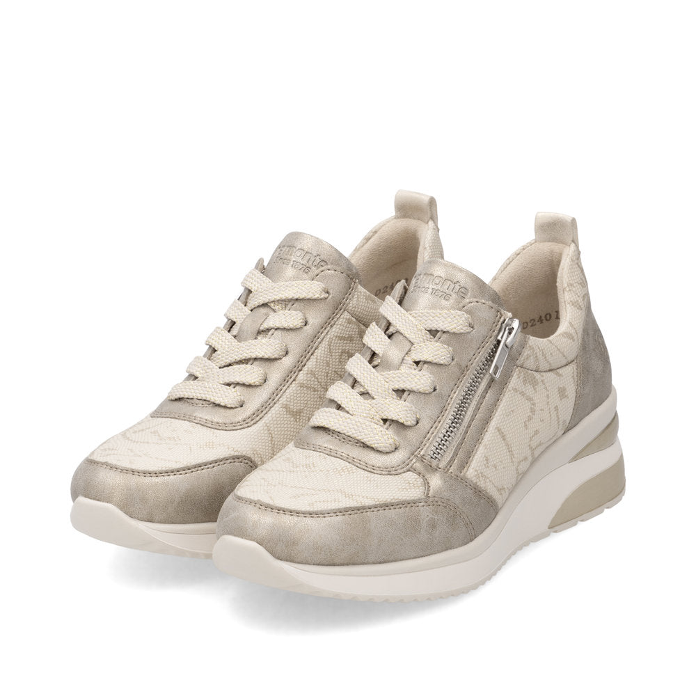 Remonte D2401-61 Pearl Beige Gold Metallic G Fit Trainers