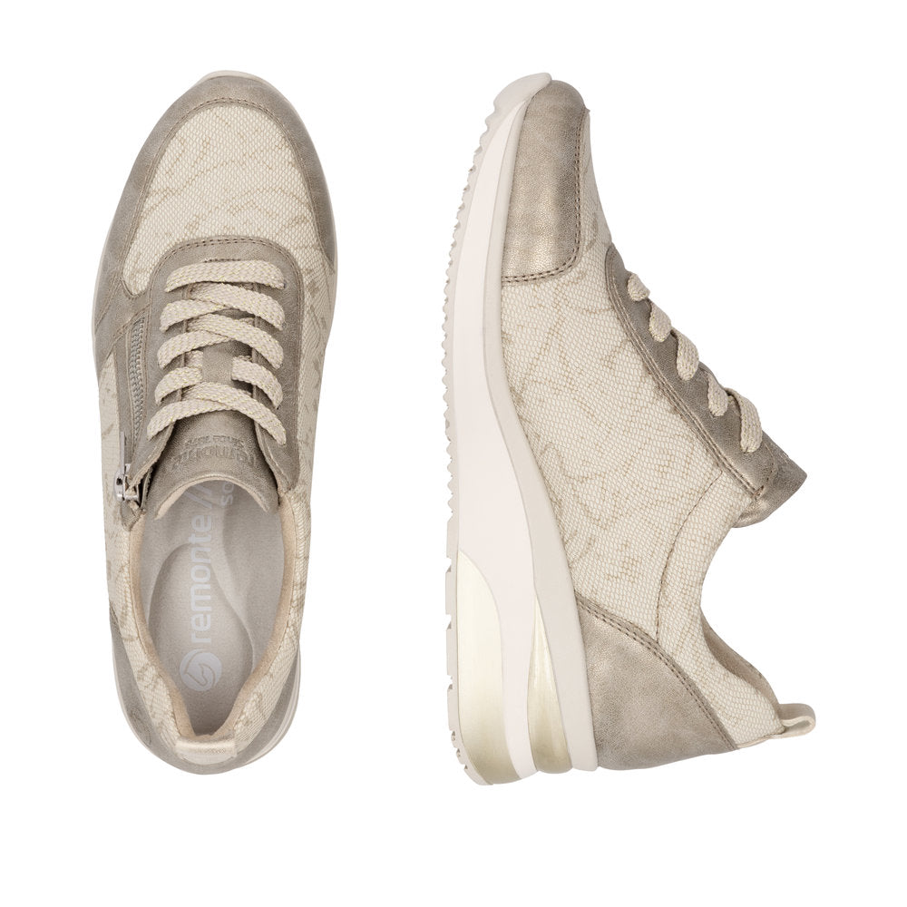Remonte D2401-61 Pearl Beige Gold Metallic G Fit Trainers