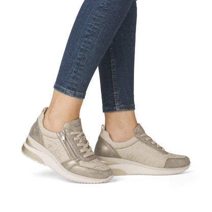 Remonte D2401-61 Pearl Beige Gold Metallic G Fit Trainers